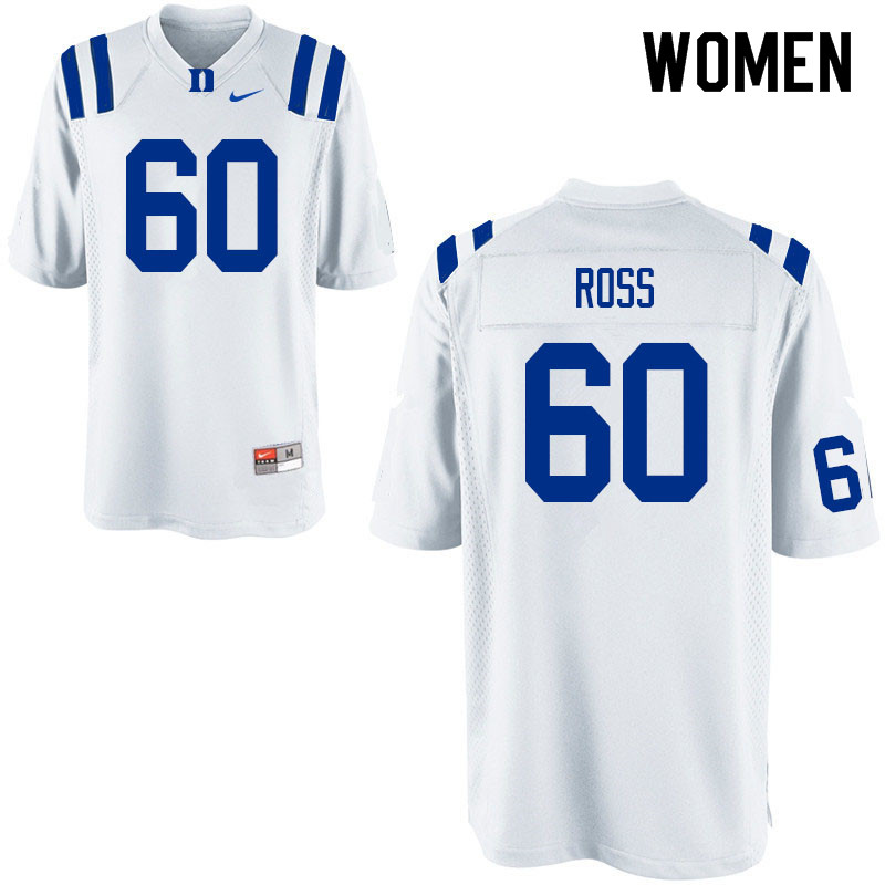 Women #60 Colin Ross Duke Blue Devils College Football Jerseys Sale-White